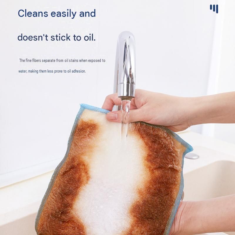 5-pcs 18*23cm Bamboo Fiber Kitchen Dishcloth - Non-Stick Oil Resistant view 8