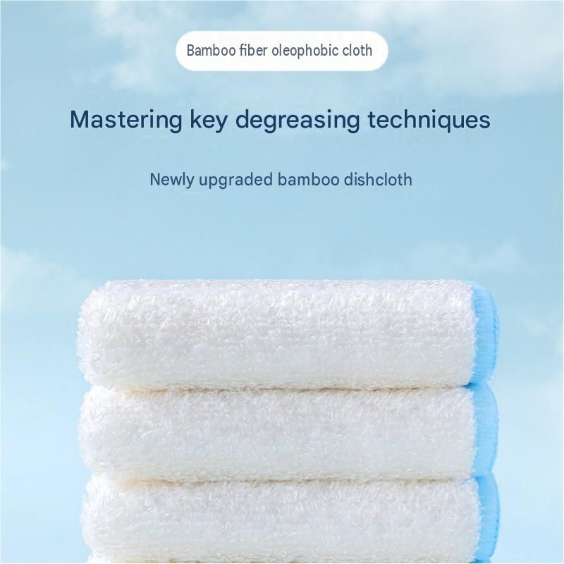 10-pcs 28*30cm Bamboo Fiber Kitchen Dishcloth - Non-Stick Oil Resistant view 2