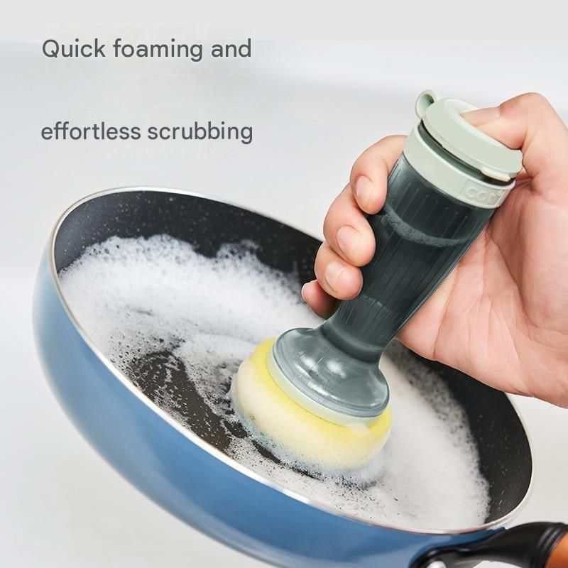 Green Liquid Dispensing Kitchen Brush - 120ml Handle Reservoir view 2