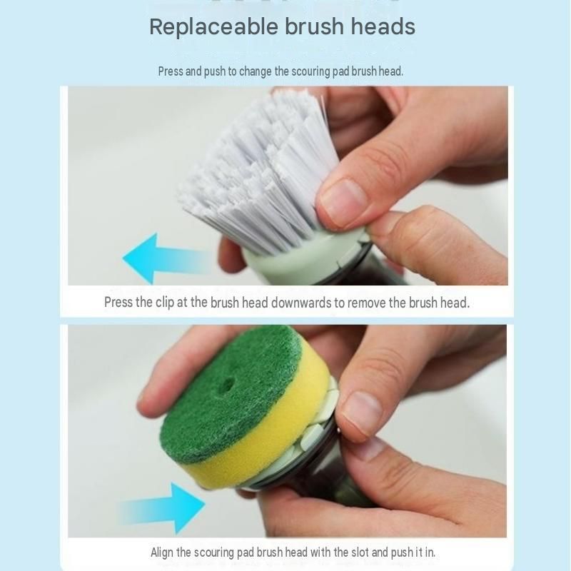 Green Liquid Dispensing Kitchen Brush - 120ml Handle Reservoir view 7