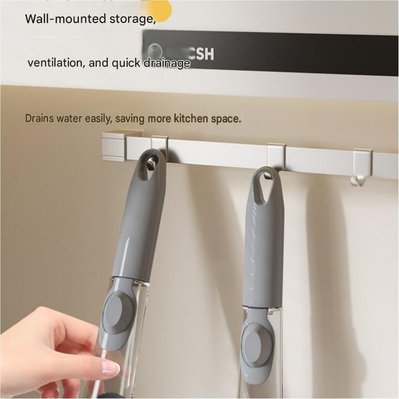 Grey Long Handle Liquid Dispensing Dish Brush（1 brush head+1 sponge brush view 6