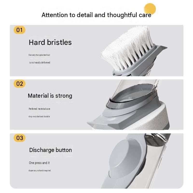 Grey Long Handle Liquid Dispensing Dish Brush（1 brush head+1 sponge brush view 8