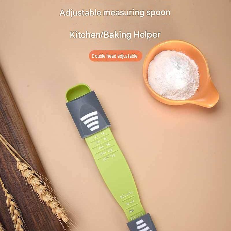 2 pcs Green Adjustable Measuring Spoon - 9 Level Dual Head Kitchen Scale for view 2