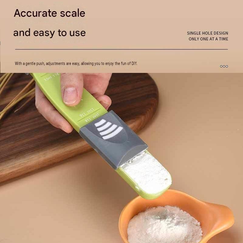 2 pcs Green Adjustable Measuring Spoon - 9 Level Dual Head Kitchen Scale for view 4