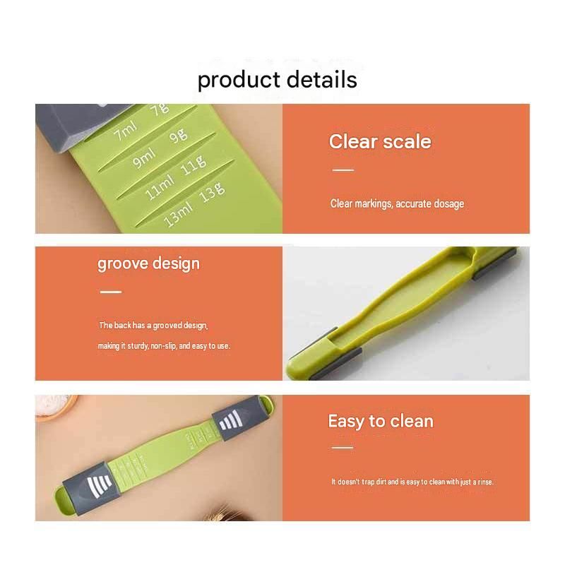 2 pcs Green Adjustable Measuring Spoon - 9 Level Dual Head Kitchen Scale for view 5