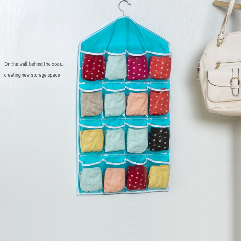 Rose-pink 16 Pocket Hanging Wardrobe Organizer - Clear PE and Polyester view 3