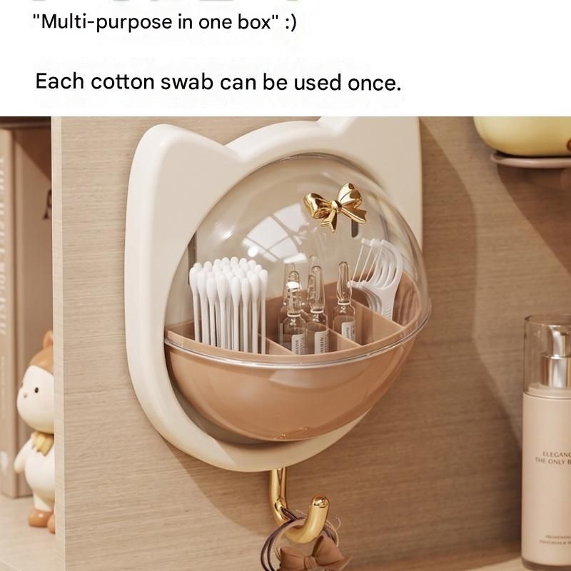Pink Cat-shaped design Wall Mount Storage Box - Dustproof Transparent Lid with view 7