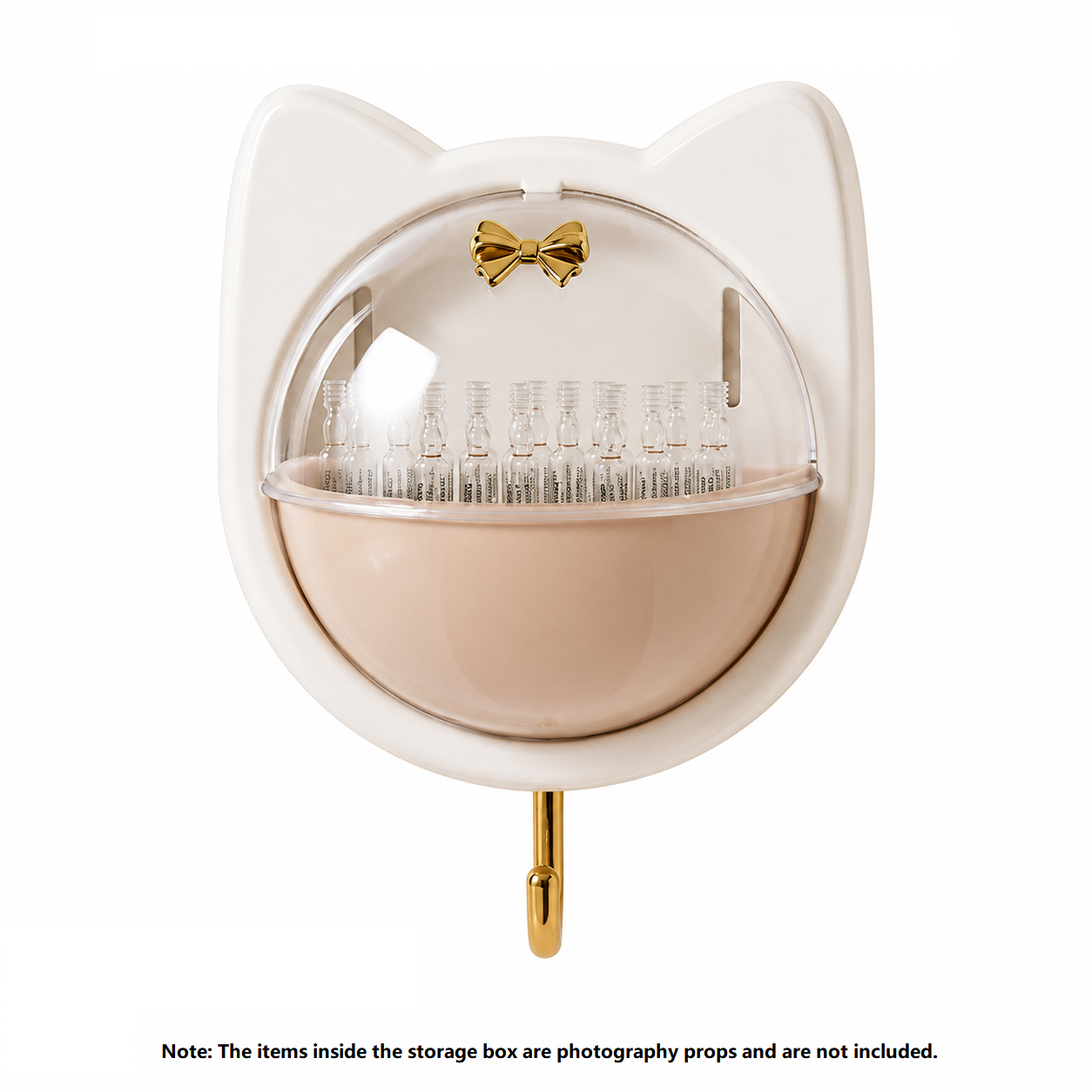 Beige Cat-shaped design Wall Mount Storage Box - Dustproof Transparent Lid