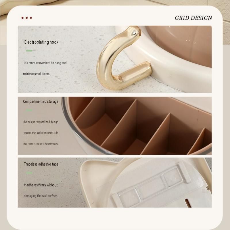 Beige Cat-shaped design Wall Mount Storage Box - Dustproof Transparent Lid view 8