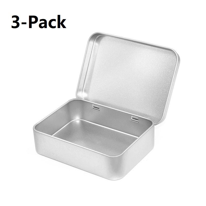 3-Pack Silvery Portable Metal Storage Box for Cotton Swabs and Coins – Compact