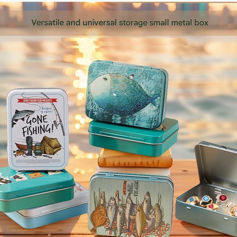 3-Pack Kitten and puppy patterns Portable Metal Storage Box for Cotton Swabs view 6