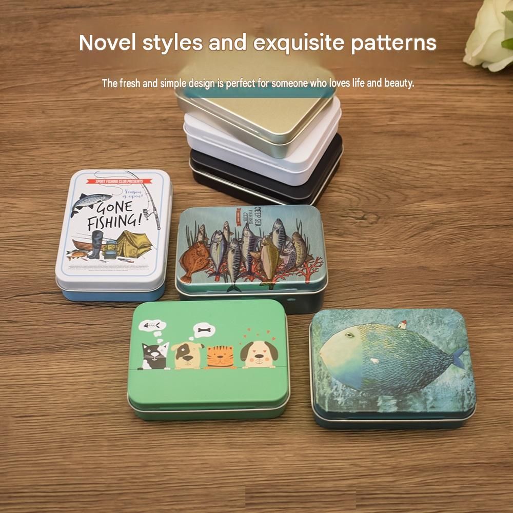3-Pack Kitten and puppy patterns Portable Metal Storage Box for Cotton Swabs view 7