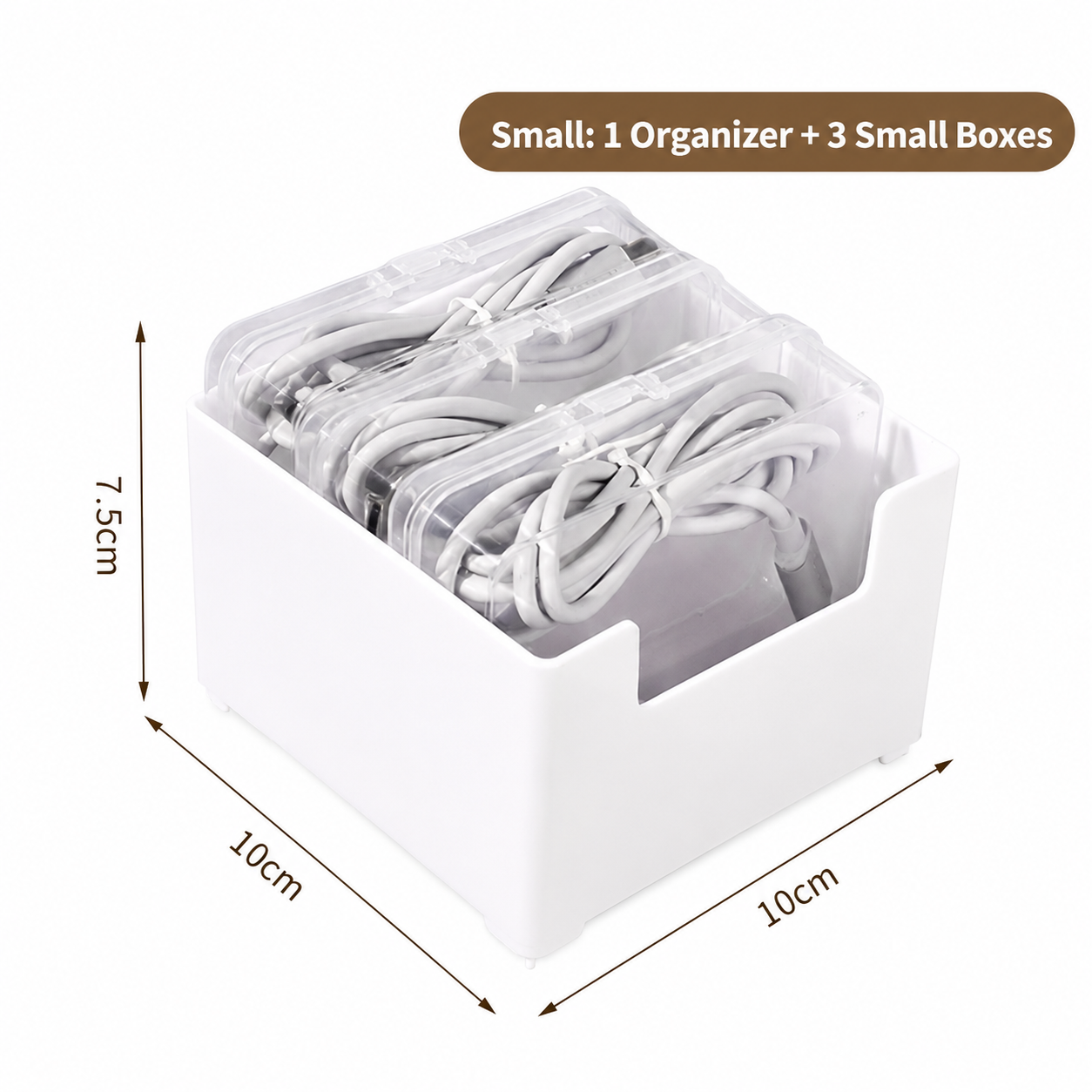 White Storage Box Set（Small storage box + 3 small inner boxes） - Transparent