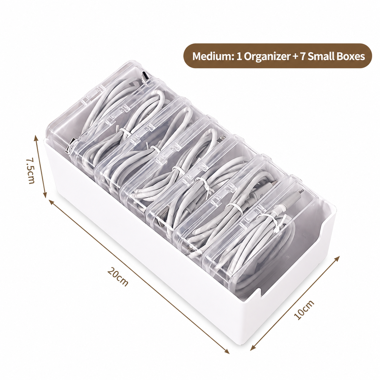 White Storage Box Set（Medium storage box + 7 small inner boxes） - Transparent