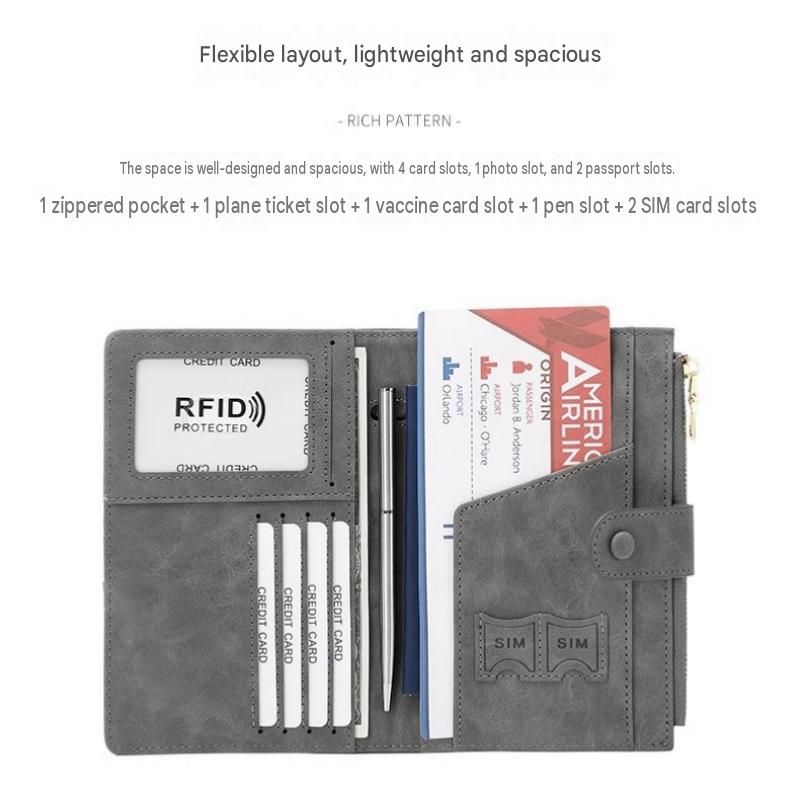 Green RFID-Protected Travel Passport Wallet - Slim Multi-Compartment Organiser view 4