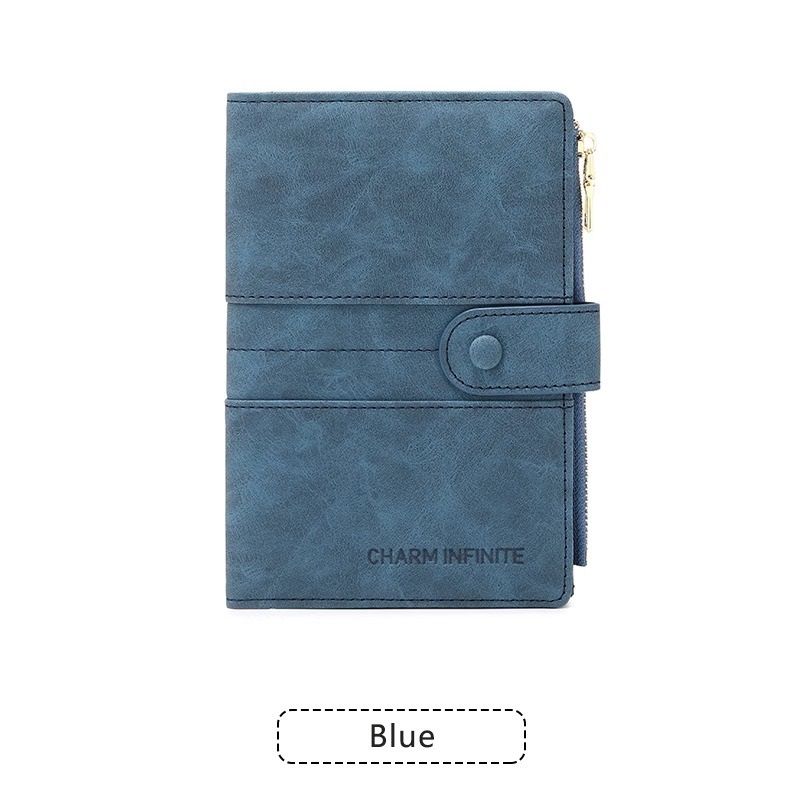 Blue RFID-Protected Travel Passport Wallet - Slim Multi-Compartment Organiser