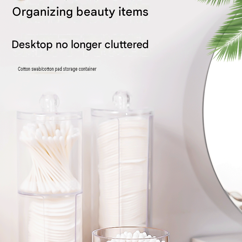 Transparent Cosmetic Storage Canister（Transparent round cup） – Stackable PS view 2