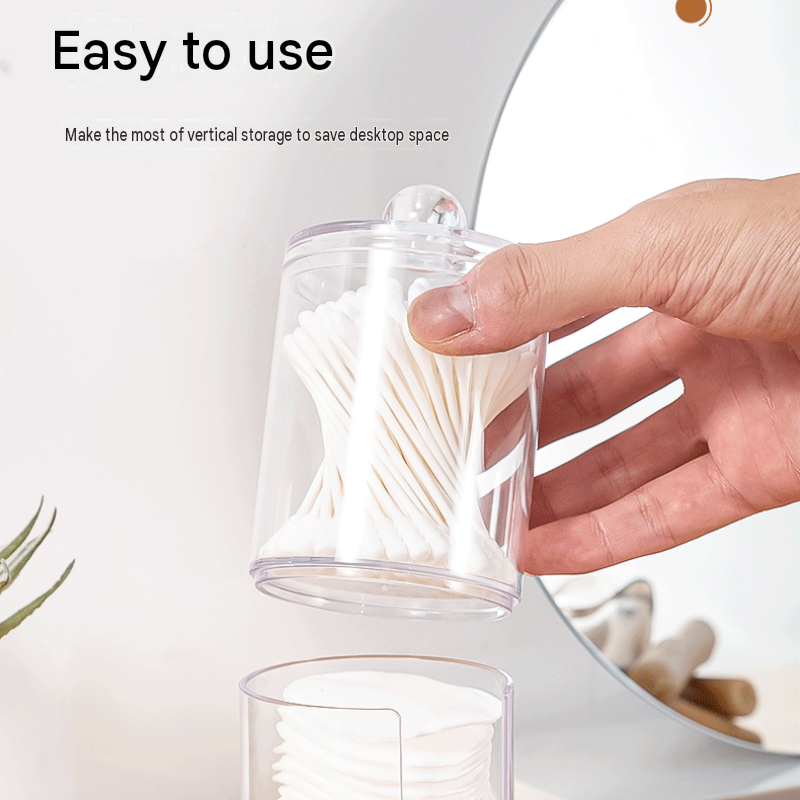 Transparent Cosmetic Storage Canister（Transparent round cup） – Stackable PS view 6
