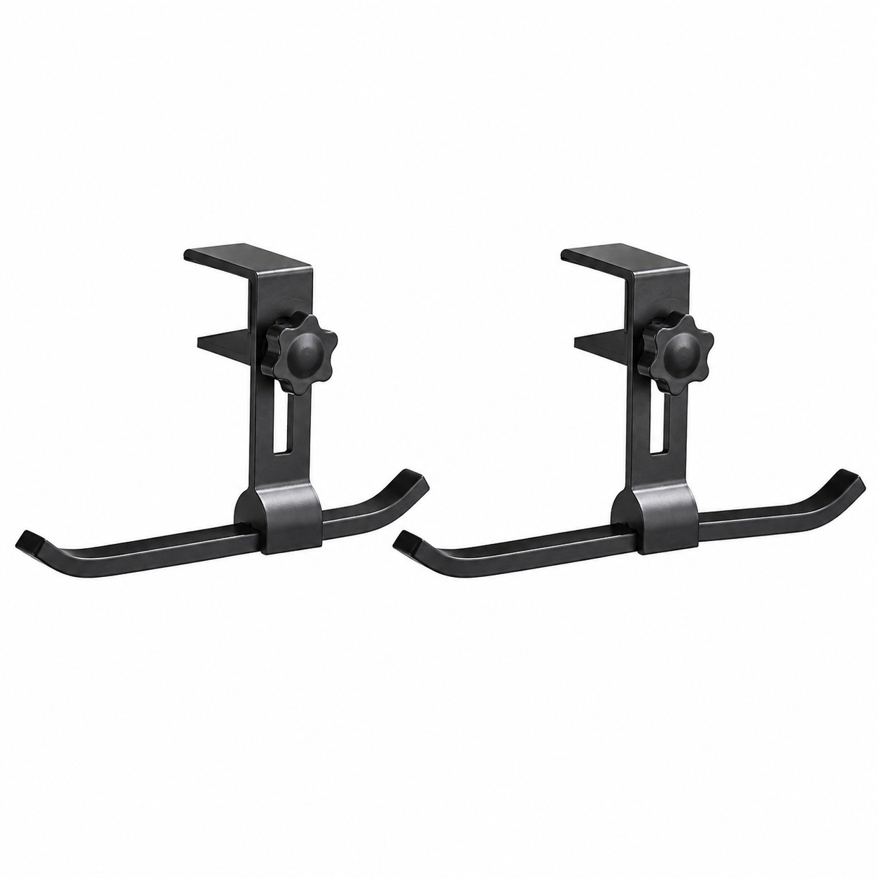 2 pack Black Aluminium Desk Edge Hook - Adjustable Clamp-On Bag Hanger For