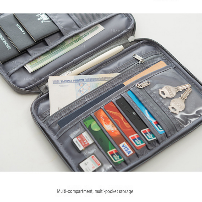 3-pack Small size Grey Travel Document Organiser - Waterproof Oxford Cloth view 6