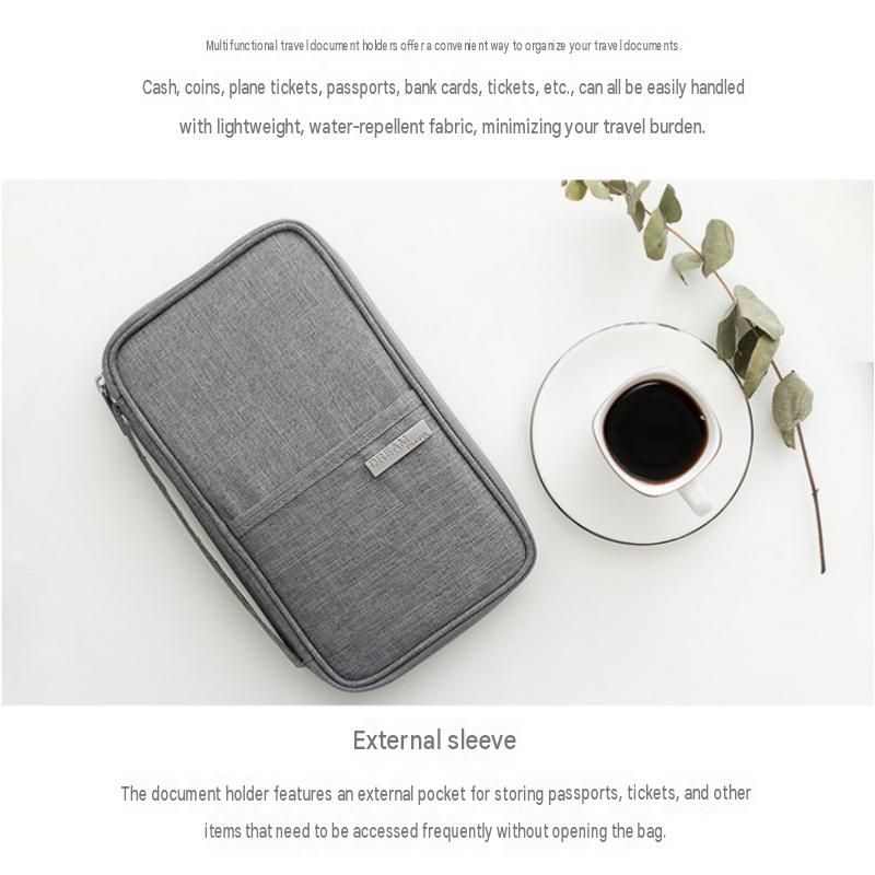 3-pack Large size Grey Travel Document Organiser - Waterproof Oxford Cloth view 3