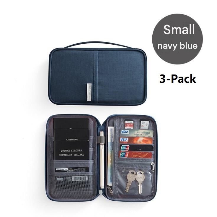 3-pack Small size Navy Blue Travel Document Organiser - Waterproof Oxford
