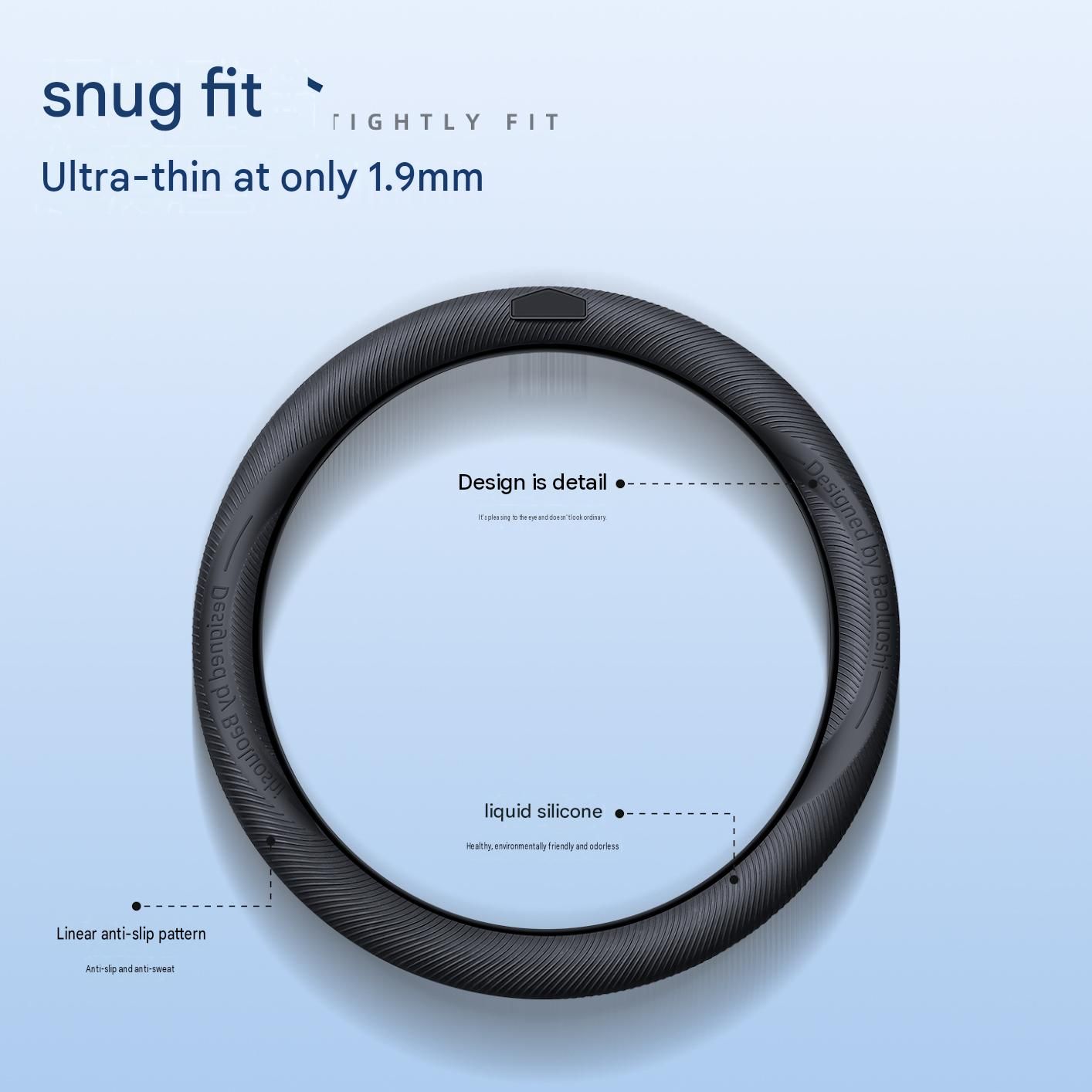 Apricot Liquid Silicone Steering Wheel Cover - Ultra-Thin Non-Slip view 3