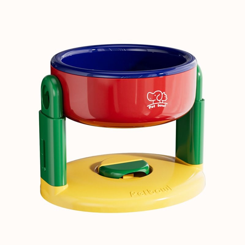 Red Adjustable Height Pet Bowl With Suction Cup Base - Anti-Spill Elevated