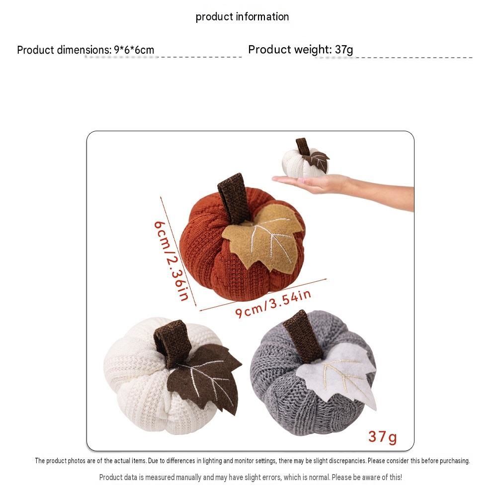 3-pack White Knitted Pumpkin Decoration - Polyester Fabric Fall Harvest view 2