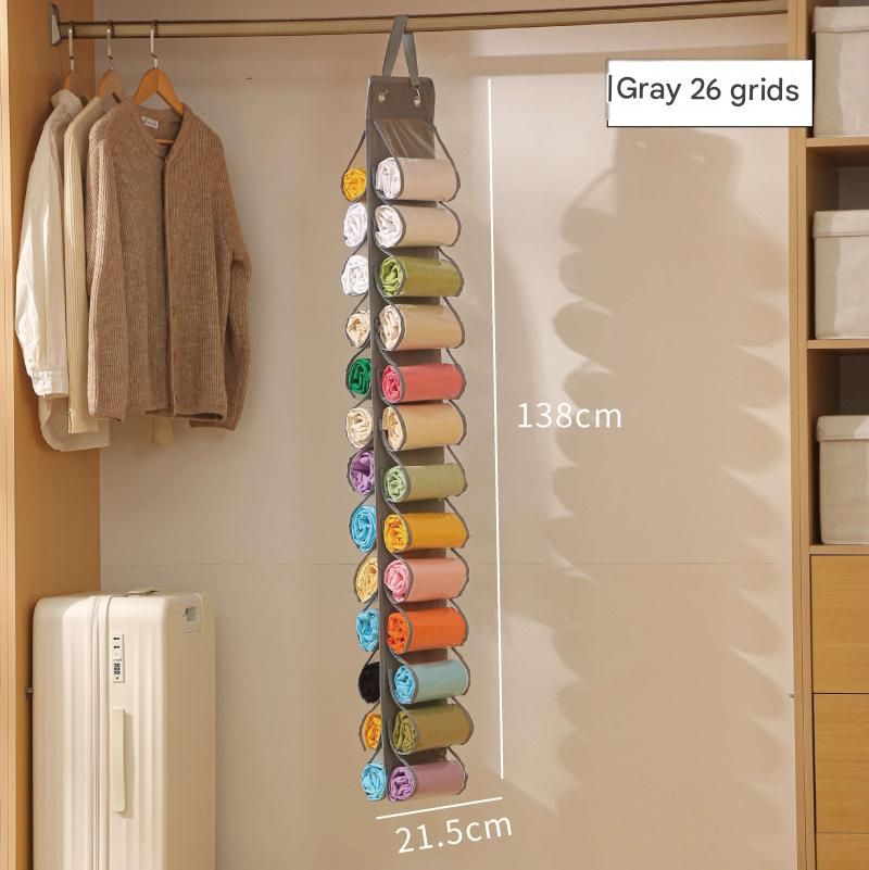 Grey 26-compartment Hanging Clothes Organiser - Double Sided Transparent view 7
