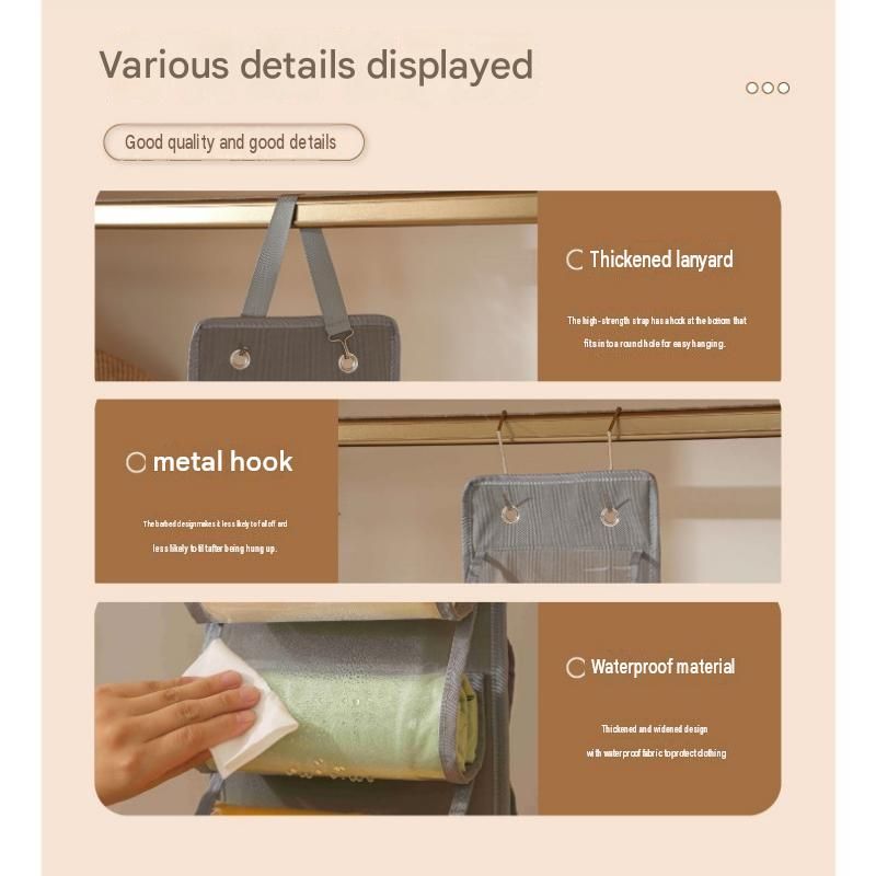Grey Home Organisation Set - 6 Pocket Handbag Hanging Organiser and 16 Slot view 9