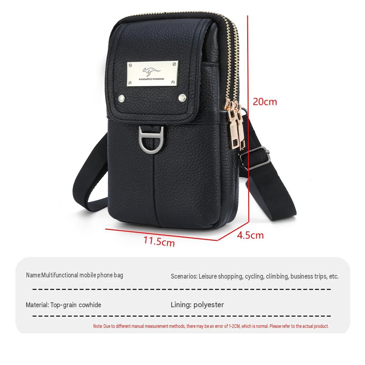 Brown Men's Genuine Leather Waist Bag - Multi Layer Phone Pouch with Belt Loop view 8