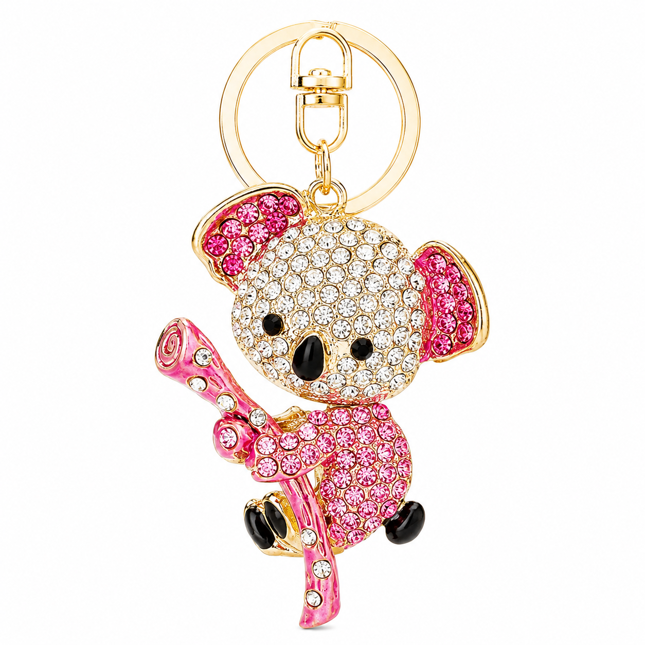 Red Rhinestone Koala Keychain - Eco Friendly Zinc Alloy Metal Key Ring with