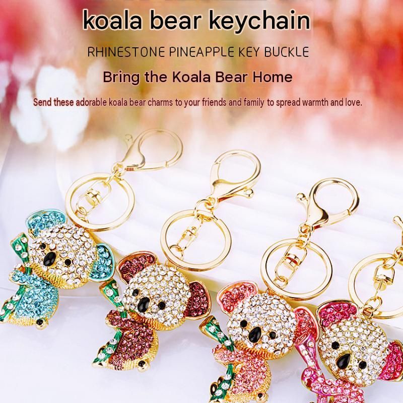 Red Rhinestone Koala Keychain - Eco Friendly Zinc Alloy Metal Key Ring with view 2