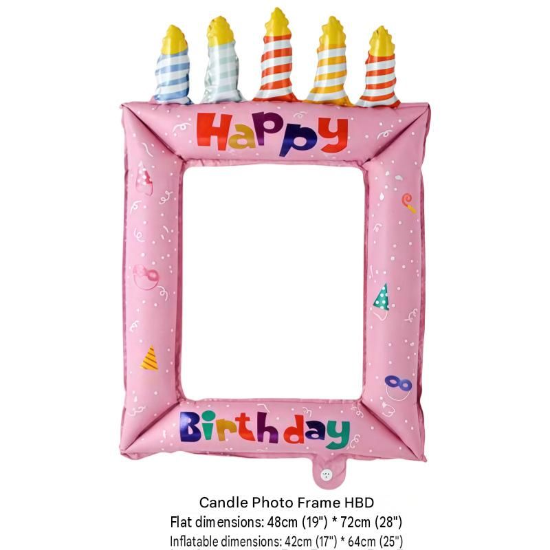 5-pack Pink Happy Birthday Foil Balloon Photo Frame - Inflatable Party