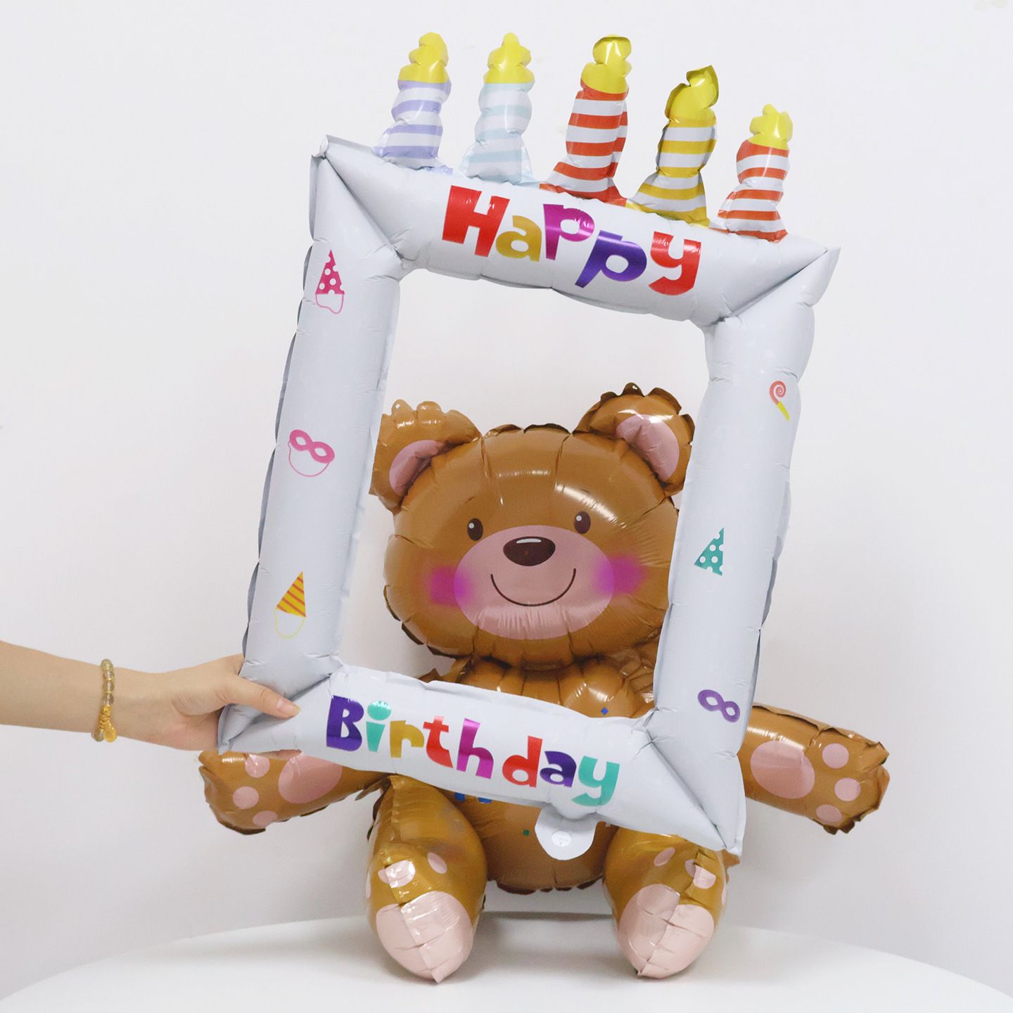 5-pack Pink Happy Birthday Foil Balloon Photo Frame - Inflatable Party view 3