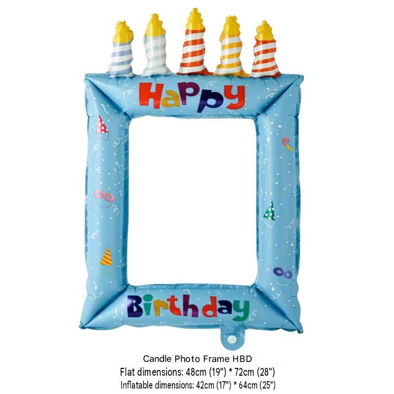 5-pack Blue Happy Birthday Foil Balloon Photo Frame - Inflatable Party