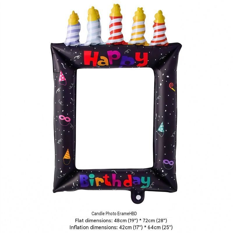 5-pack Black Happy Birthday Foil Balloon Photo Frame - Inflatable Party