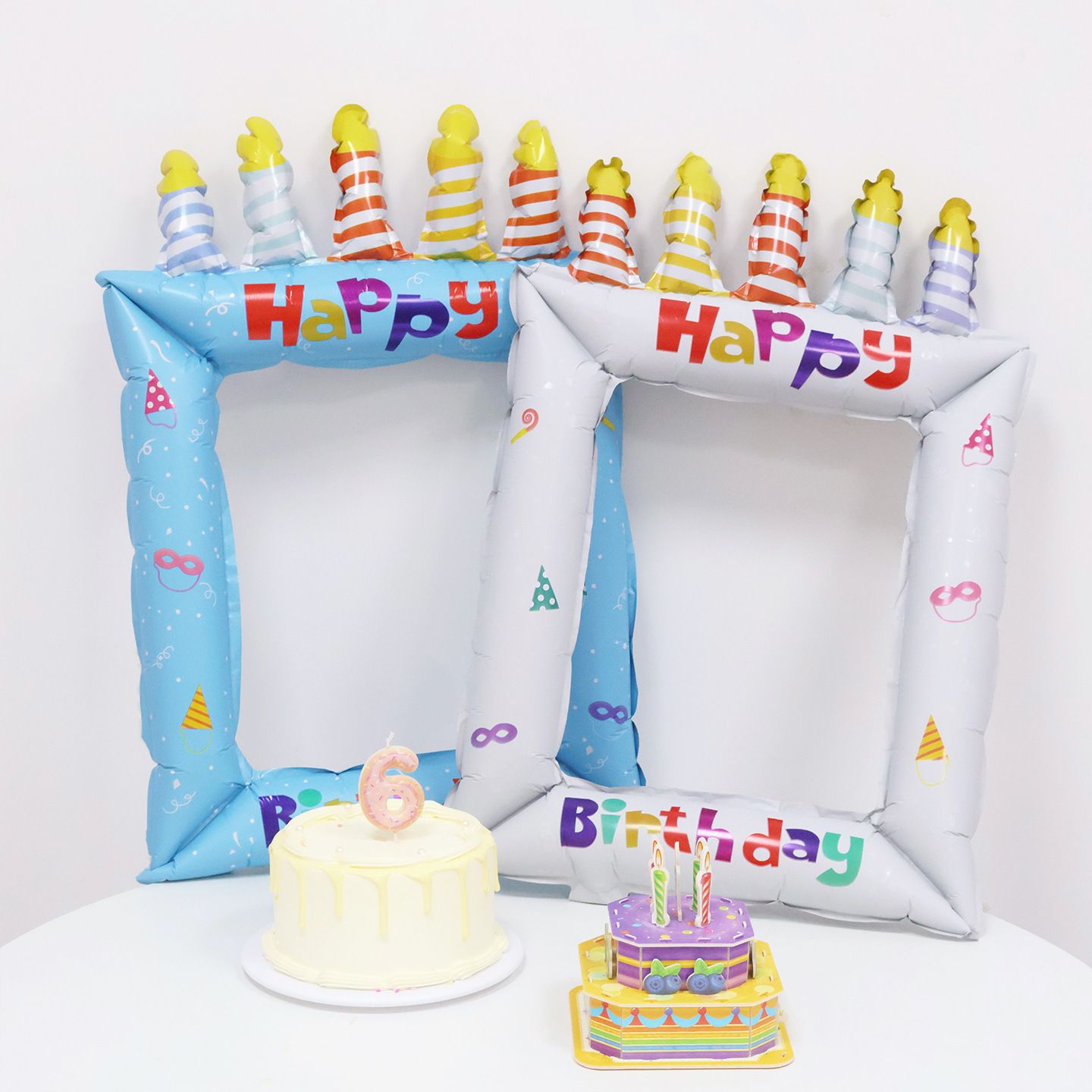 5-pack Black Happy Birthday Foil Balloon Photo Frame - Inflatable Party view 2