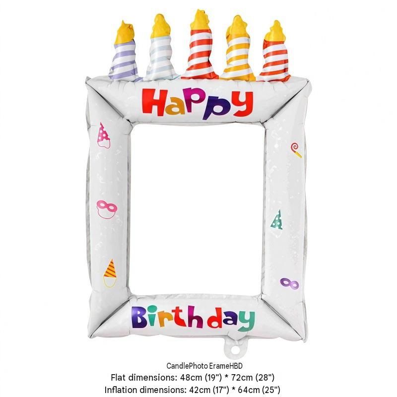 5-pack White Happy Birthday Foil Balloon Photo Frame - Inflatable Party