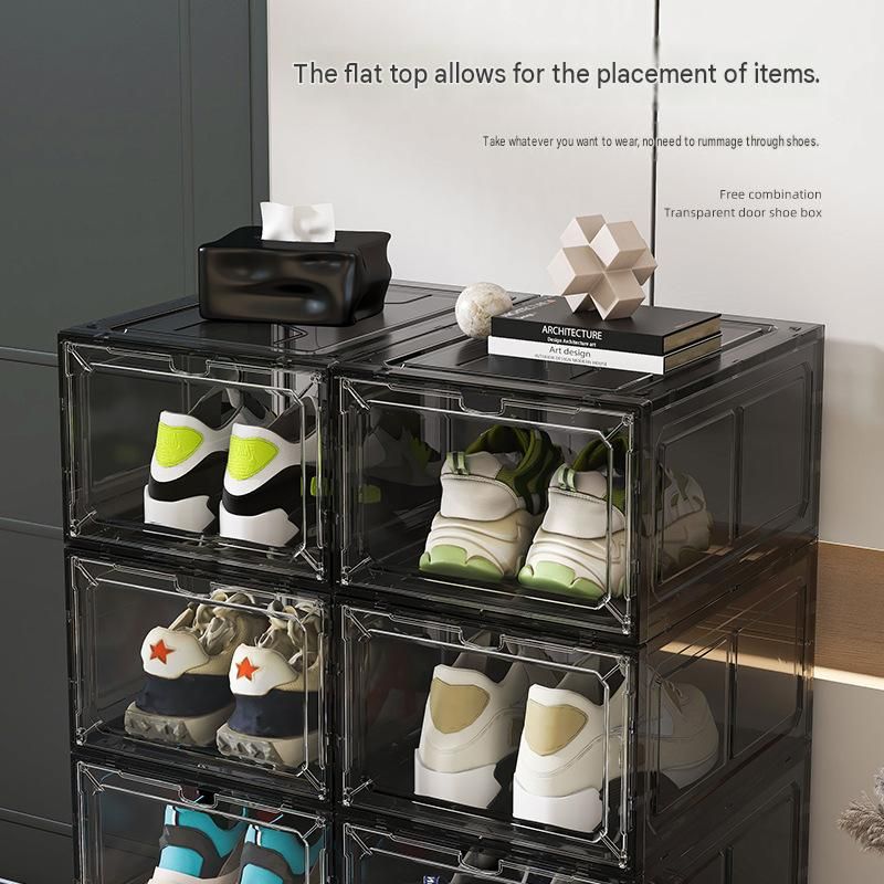 2 transparent white ones Stackable Magnetic Shoe Storage Box - Transparent PS view 5