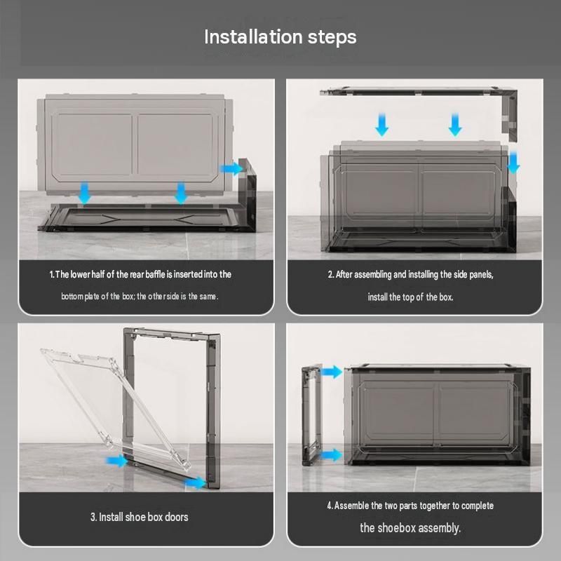 4 transparent white ones Stackable Magnetic Shoe Storage Box - Transparent PS view 8