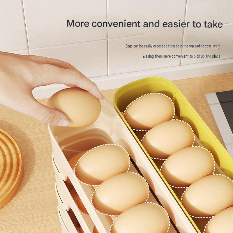 2-Tier Yellow Rolling Egg Storage Box - Grade PP Plastic - Automatic Dispensing view 5