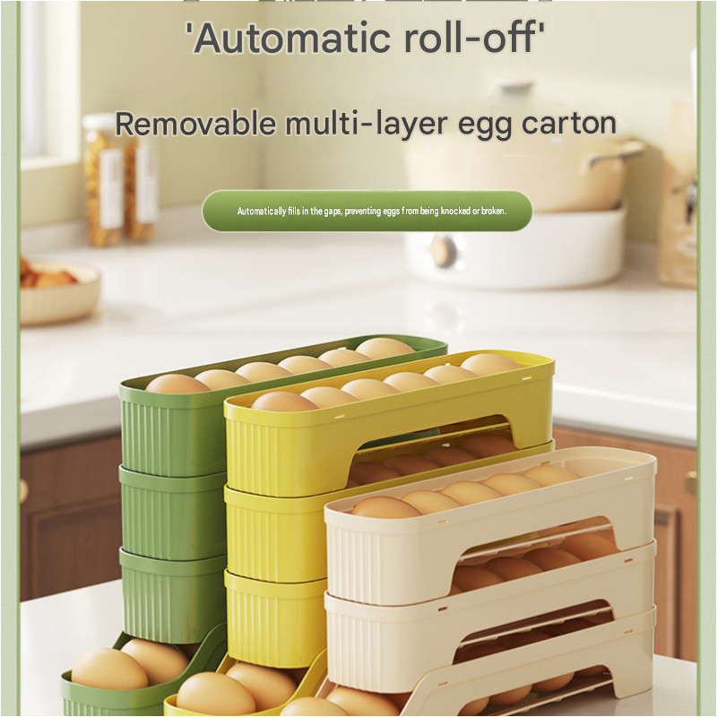 2-Tier Yellow Rolling Egg Storage Box - Grade PP Plastic - Automatic Dispensing view 6