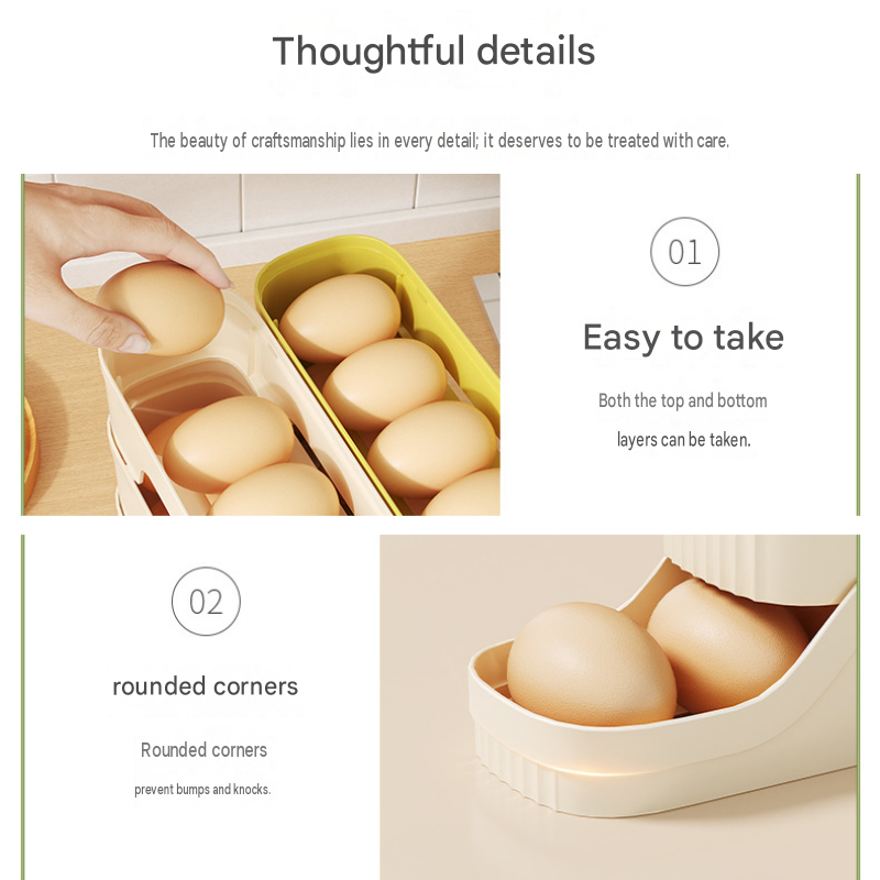 4-Tier Yellow Rolling Egg Storage Box - Grade PP Plastic - Automatic Dispensing view 7