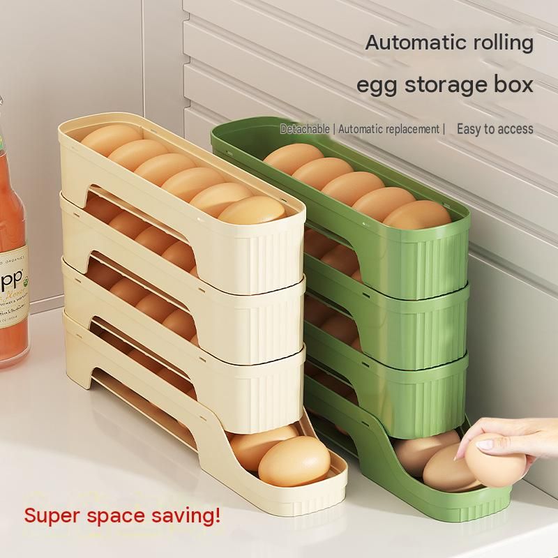 2-Tier Green Rolling Egg Storage Box - Grade PP Plastic - Automatic Dispensing view 4