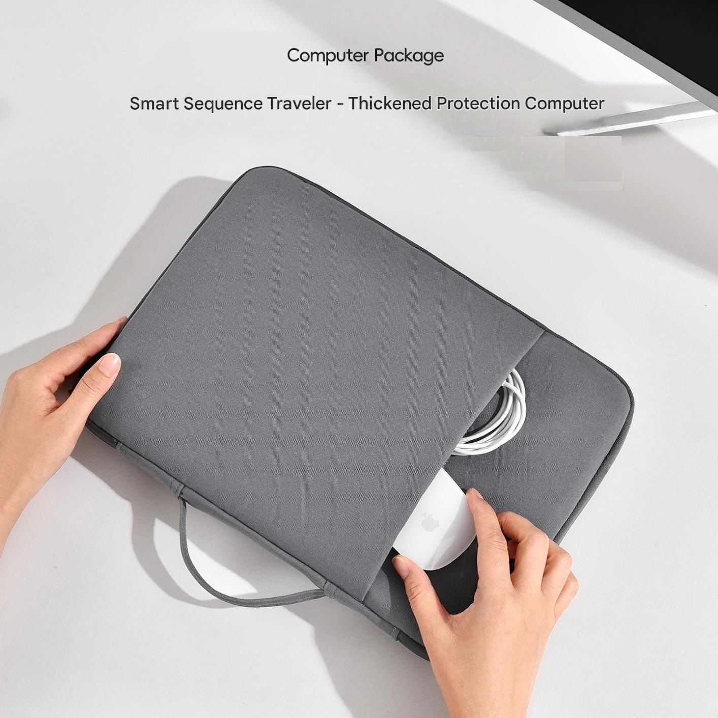 Light gray 180 Degree Open Laptop Sleeve - Water Resistant Oxford Fabric view 3
