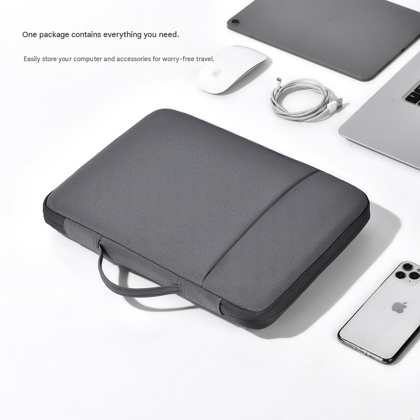 Beige 180 Degree Open Laptop Sleeve - Water Resistant Oxford Fabric - Shock view 5
