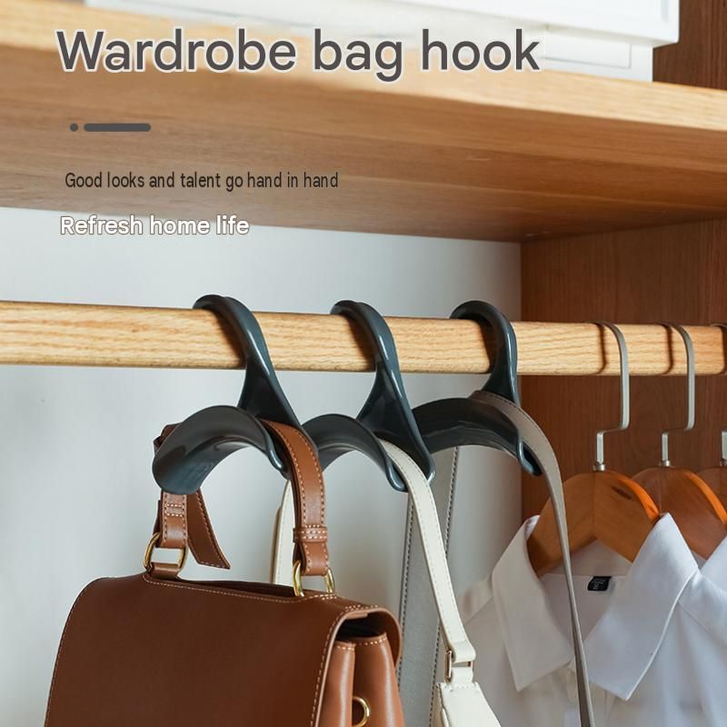 3-pack black Arched Wardrobe Bag Hook - Heavy Duty PP Plastic Hanger for Handbags view 3