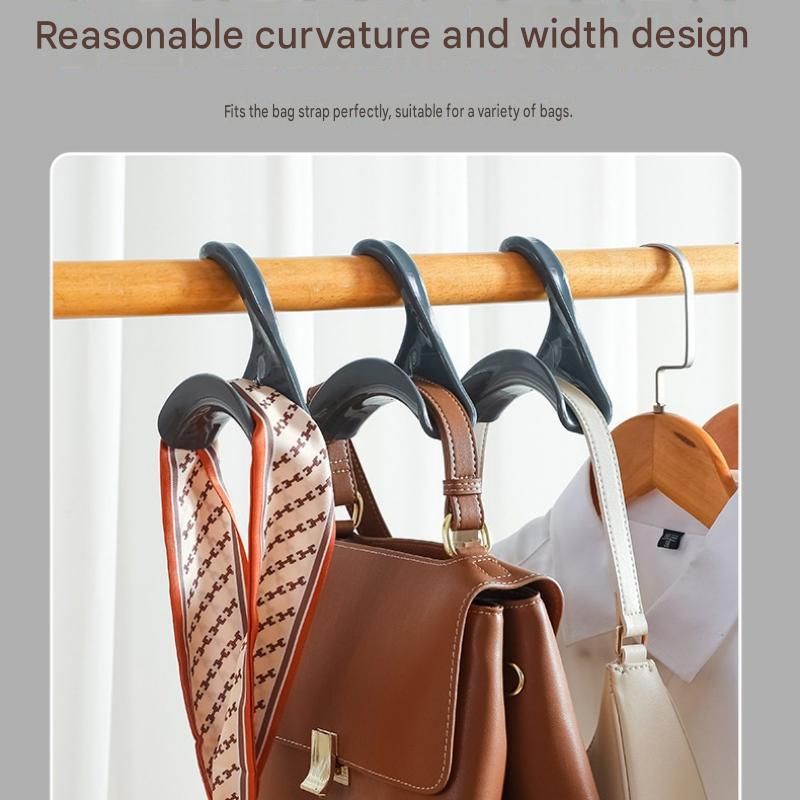3-pack black Arched Wardrobe Bag Hook - Heavy Duty PP Plastic Hanger for Handbags view 5